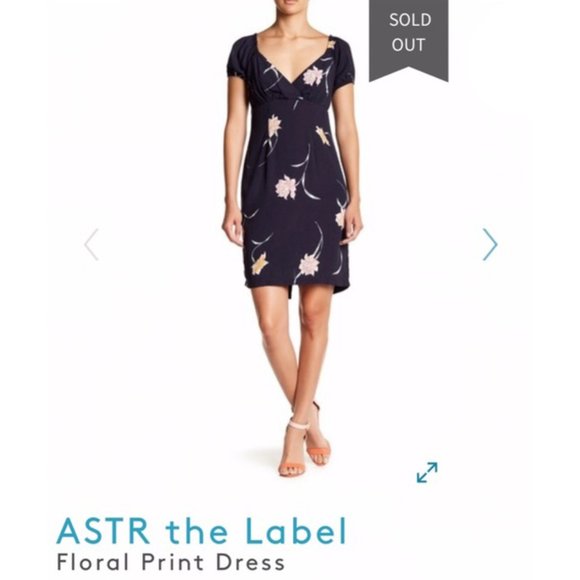 ASTR The Label Dark Blue Floral Print Dress - Picture 1 of 4